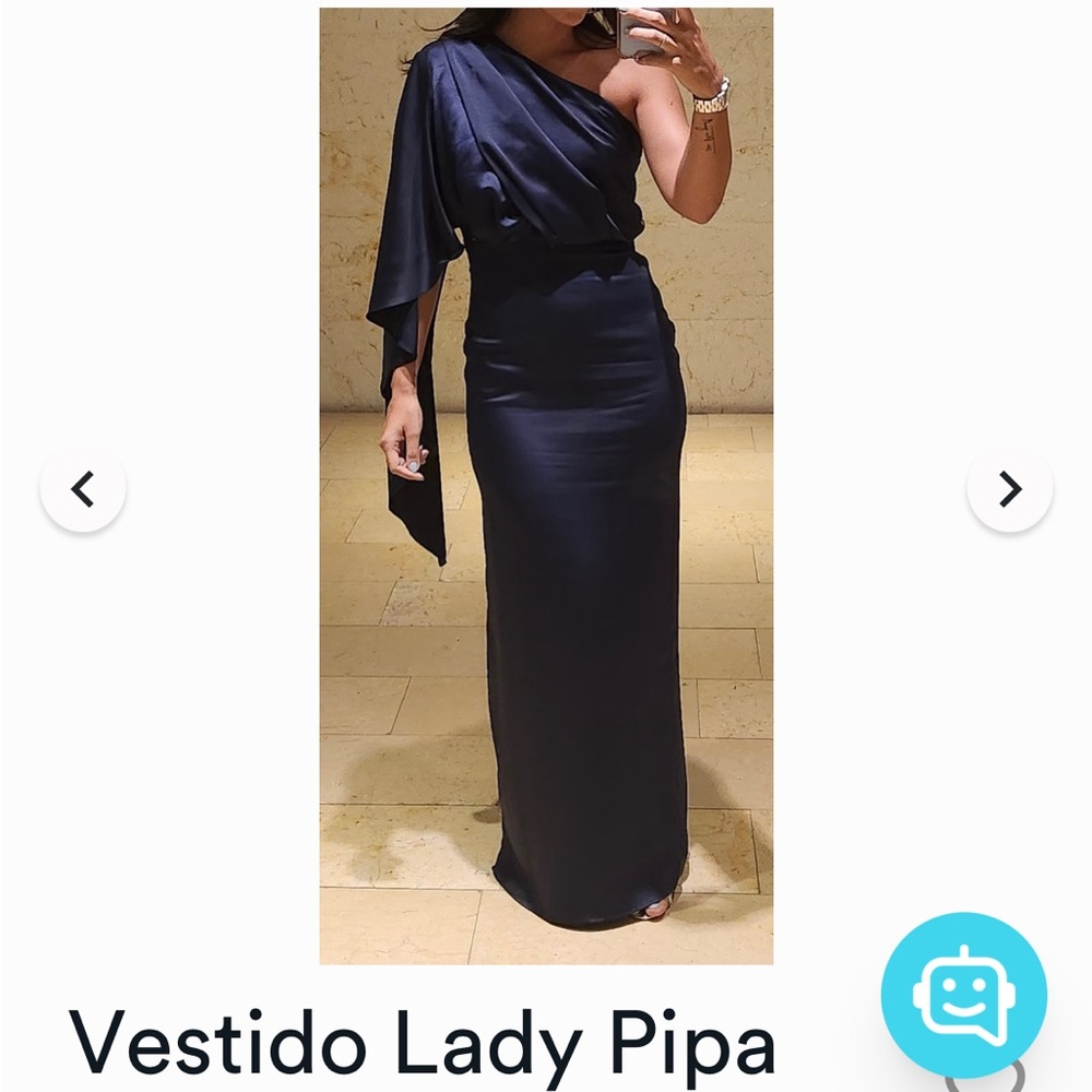 Blue Asymmetrical Tie Front Maxi Gown